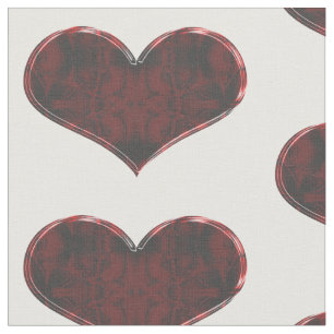 Tissu coeur rouge et noir
