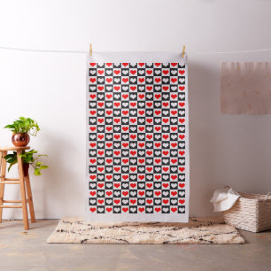Tissu Cœurs à carreaux rouges et blancs