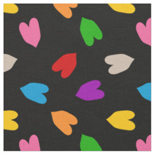 Tissu Cœurs Amour Colorés Motif Design Noir