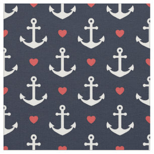 Tissu Coeurs et motif d'Ancres