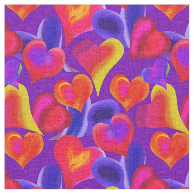 Tissu Coeurs peints sur pourpre | Saint-Valentin (Fermer)