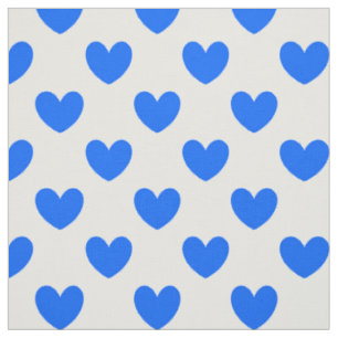 Tissu Coeurs polka bleu sur blanc