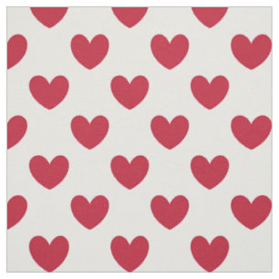 Tissu Coeurs polka rouge sur blanc
