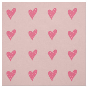 Tissu Coeurs roses avec points blancs Dessin Motif