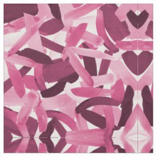 Tissu Collage Artsy Girly Pink Burgundy Brushstroke
