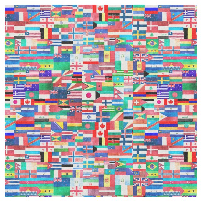 Tissu Collage de drapeau du monde (Fermer)