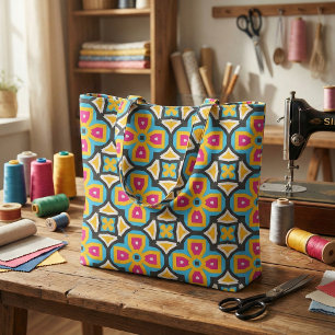 Tissu Coloré Marocain Classique Elégant Motif géométriqu