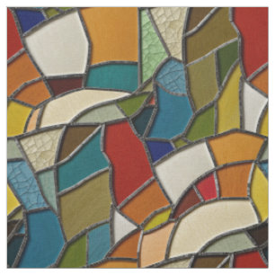 Tissu Coloré Vitrage Mosaïque Abstraction