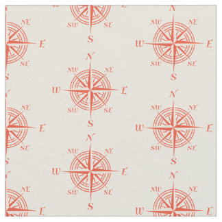 Tissu Compas de navigation nautique corail