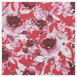 Tissu COMPASSION DOUCE Gras Rose Rouge Floral