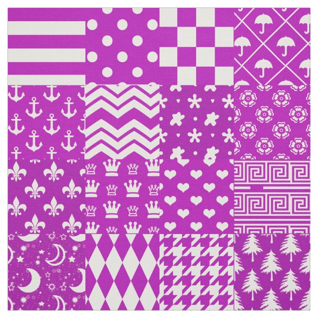 Tissu Conception de Patchwork Motifs mélangés violet bla (Échantillon)