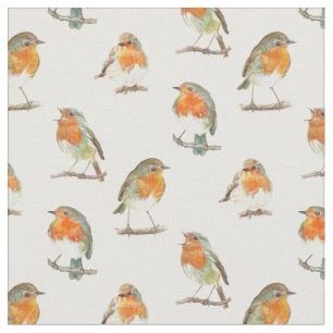 Tissu Conception rouge européenne d'oiseau de merle