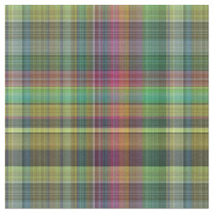Tissu Conception verte rose jaune de plaid