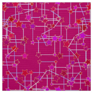 Tissu Constellation Abstraite d'étoiles, rose Fuchsia pr
