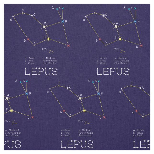 Tissu Constellation D'Étoiles Lepus Ou Rabbit (Échantillon)