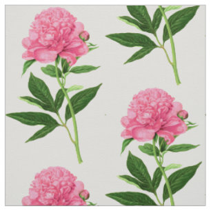 Tissu Copie botanique vintage, grande pivoine rose
