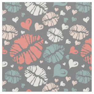 Tissu Copie de baiser et motif de coeur