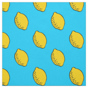 Tissu : Copie de citron de bleu et de jaune de