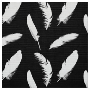 Tissu Copie de plume blanche sur le noir