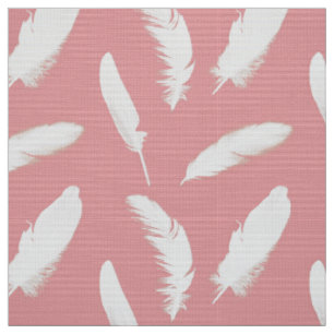Tissu Copie de plume blanche sur le rose de coquille