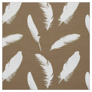 Tissu Copie de plume blanche sur le taupe