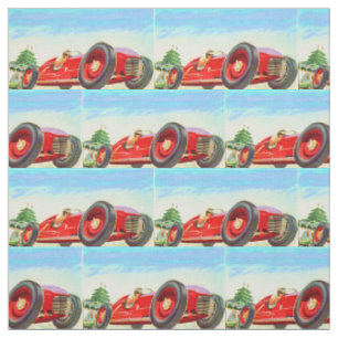 Tissu copie de voiture de course de 1950 rouges