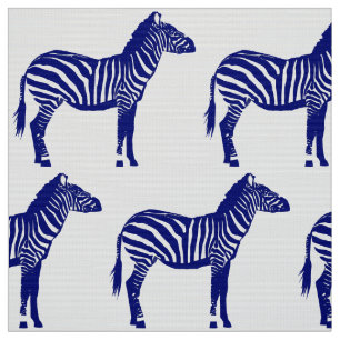 Tissu Copie de zèbre - bleu et blanc de cobalt foncé