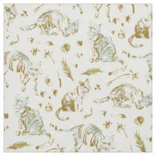 Tissu Copie ENNUYÉE de Kitty d'or de CHATS d'AF