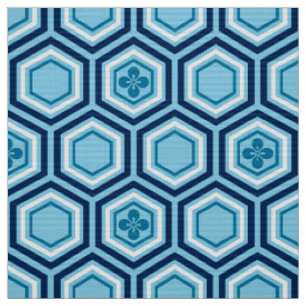 Tissu Copie, marine et bleu-clair hexagonaux de kimono