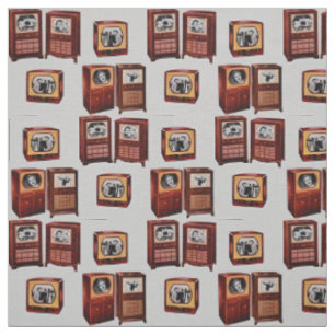 Tissu copie vintage de nouveauté de téléviseurs