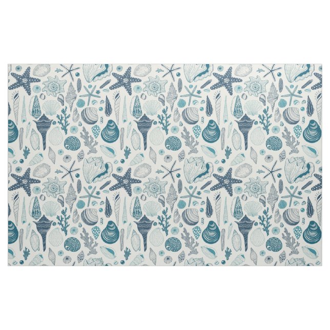 Tissu Coques de mer sur blanc (Fat Quarter)