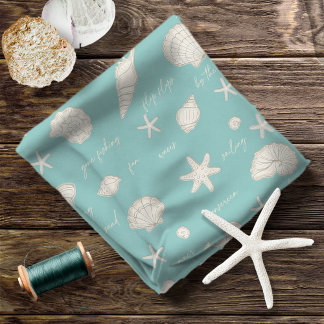 Tissu Coques Starfish Sun Fun Texte ivoire ID918