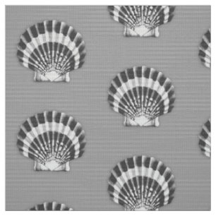 Tissu Coquillage - gris charbon et blanc