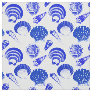 Tissu Coquillages - bleu cobalt sur un arrière - plan bl
