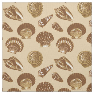 Tissu Coquillages - Brown sur un arrière - plan beige