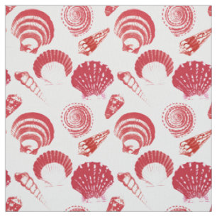 Tissu Coquillages - cinnabar rouge sur un arrière - plan