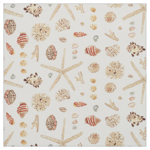 Tissu Coquillages d'aquarelle marine