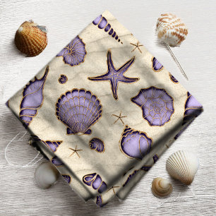 Tissu Coquillages et sable violet ID782