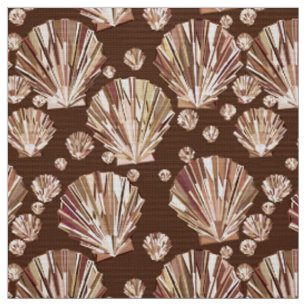 Tissu Coquillages géométriques modernes, Tan et Brown fo