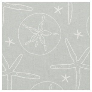 Tissu Coquillages gris et blanc de plage Poisson d'étoi