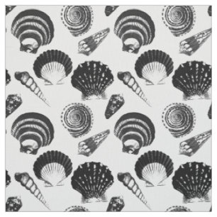 Tissu Coquillages - noir et blanc sur un arrière - plan