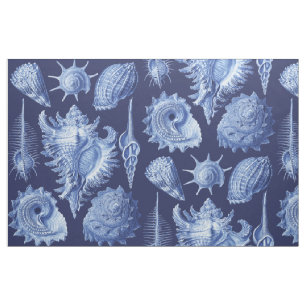 Tissu Coquillages vintages bleus