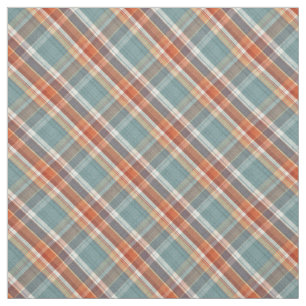 Tissu Corail bleu foncé Turquoise Orange White Plaid Mot
