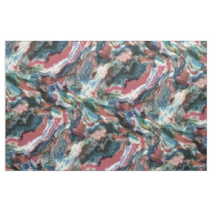 Tissu Corail bleu Turquoise Aquarelle rouge flanquée Mo