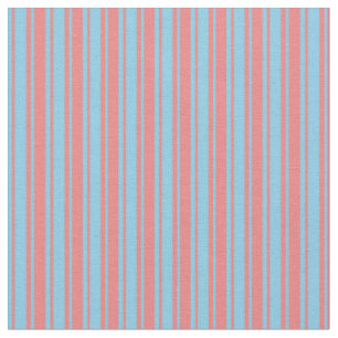 Tissu Corail clair et Sky Blue Lines/Stripes Motif