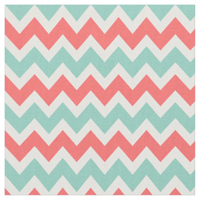 Tissu Corail et Aqua Modern Chevron (Fermer)