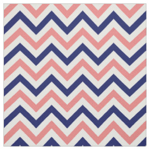 Tissu Corail léger, marine, zigzag blanc Sz6