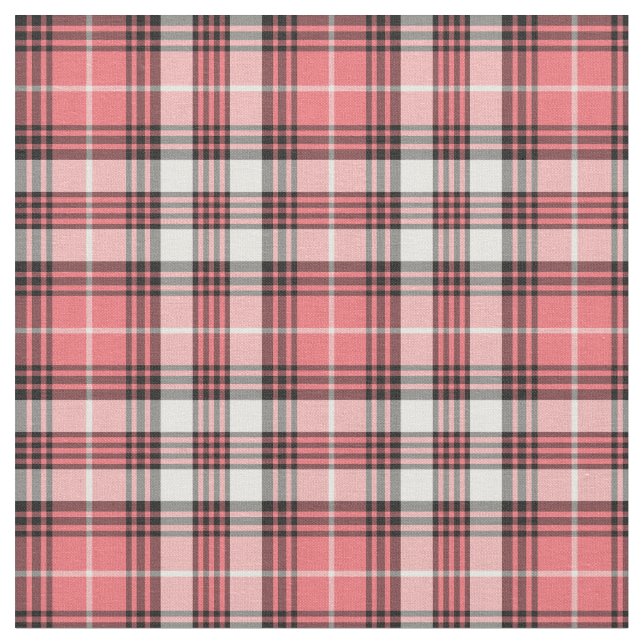 Tissu Corail rose, noir et blanc Plaid (Fermer)