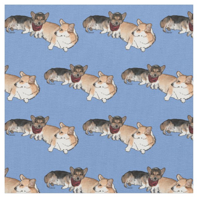 Tissu Corgis gallois (Fermer)