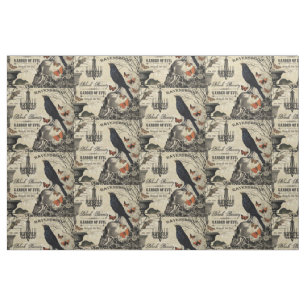 Tissu corneille et crâne vintages modernes de Halloween